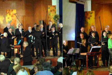 sechs Fotos waagrecht aneinander gereiht: die beim Liederabend aufgetretenen Formationen.
